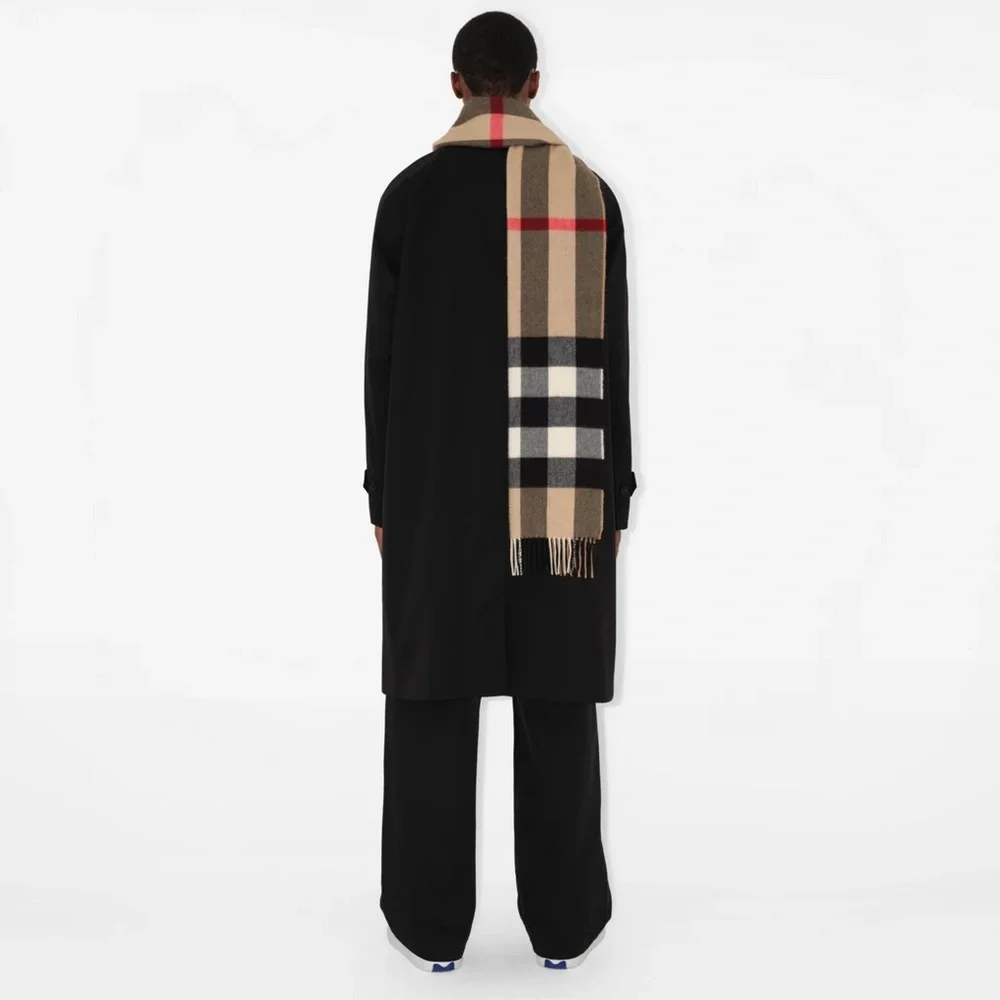 NEW XL BURBERRY LONDON 2025 Half Mega Giant Check Cashmere Scarf Shawl Wrap